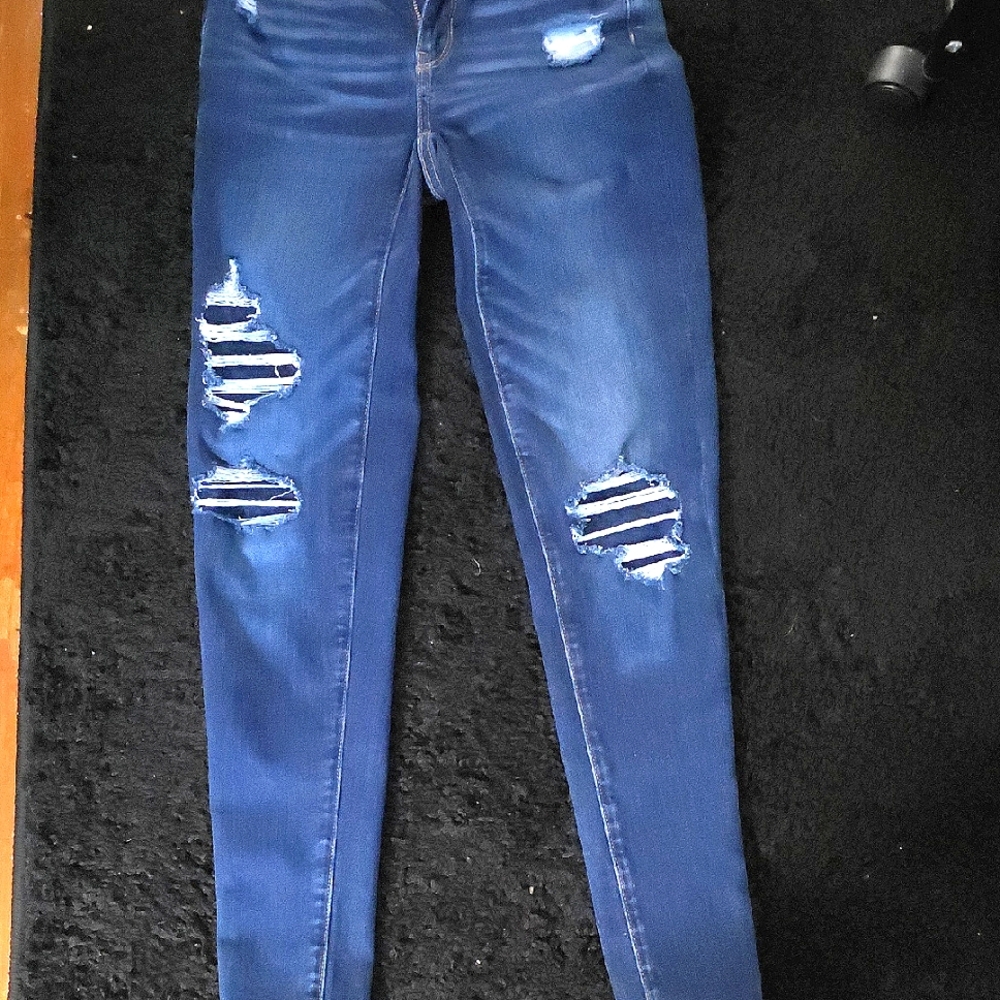 American Eagle Outfitters Ripped Blue Skinny Jeans